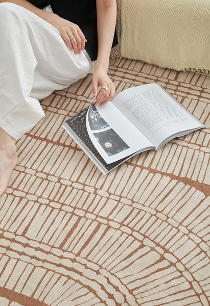 Modern Rugs under Dining Room Table, Mid Century Geometric Carpets, Contemporary Modern Rugs Next to Bed, Abstract Modern Rugs for Living Room-Grace Painting Crafts