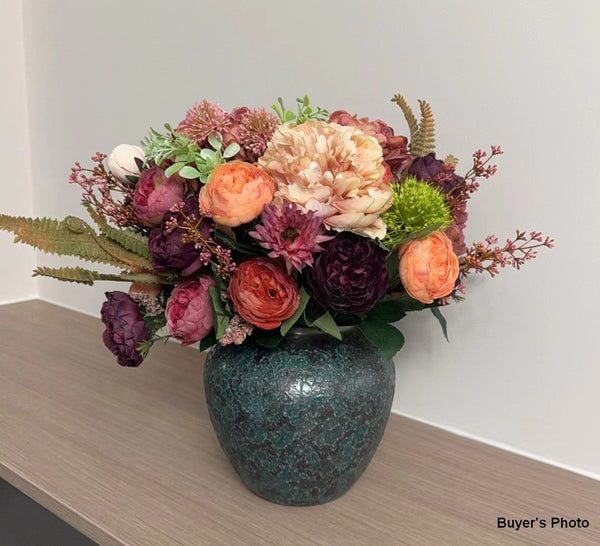 Amazing Artificial Floral Arrangement for Dining Room, Large Bunch of Autumn Flowers Arrangement, Peony Faux Silk Floral Bouquet Table Centerpiece-Grace Painting Crafts