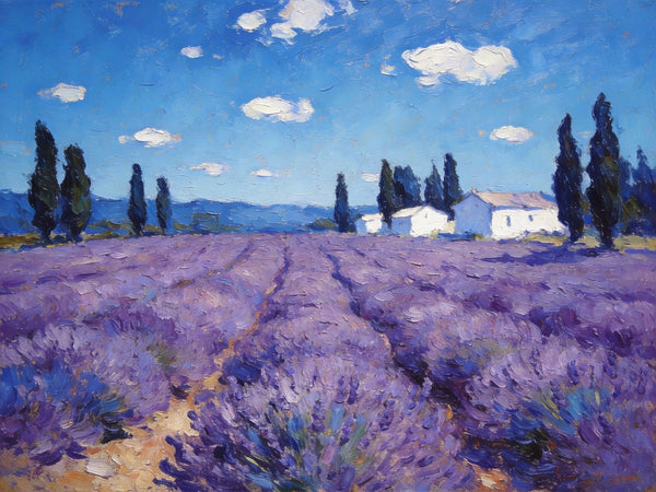 Gorgeous Provence Lavender Landscape, Small Oil Paintings, Canvas Wall Art Paintings, Hand Painted Canvas Art, Landscape Canvas Paintings, Original Oil Paintings-Grace Painting Crafts