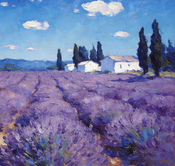Gorgeous Provence Lavender Landscape, Small Oil Paintings, Canvas Wall Art Paintings, Hand Painted Canvas Art, Landscape Canvas Paintings, Original Oil Paintings-Grace Painting Crafts