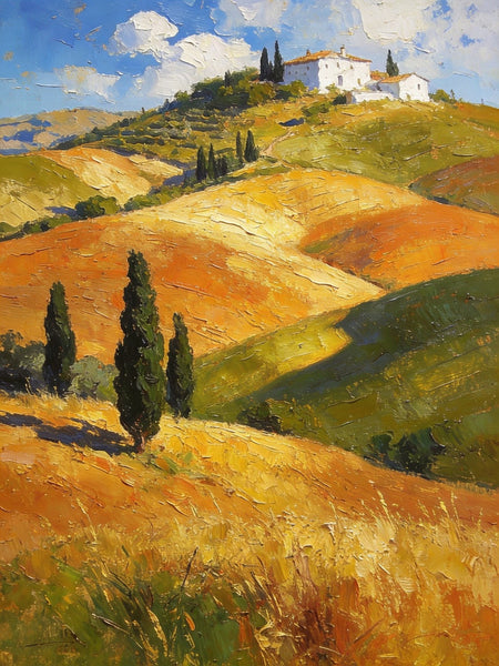 Small Oil Paintings, The Tuscan Countryside, Original Small Paintings, Landscape Oil Paintings, Hand Painted Canvas Art-Grace Painting Crafts