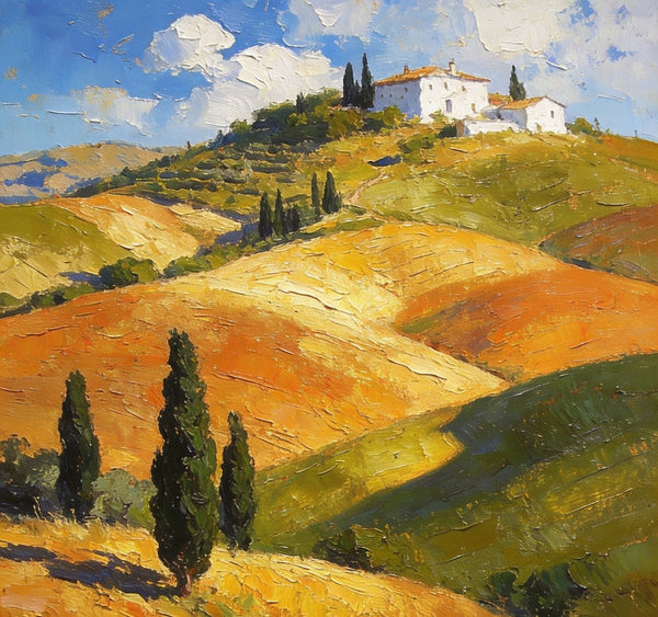 Small Oil Paintings, The Tuscan Countryside, Original Small Paintings, Landscape Oil Paintings, Hand Painted Canvas Art-Grace Painting Crafts
