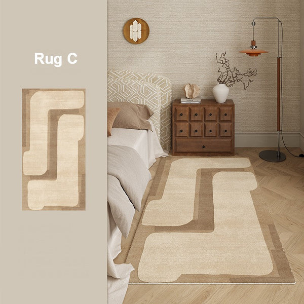 Unique Geometric Modern Rugs under Dining Room Table, Brown Modern Carpets for Office, Abstract Modern Rugs for Living Room, Contemporary Modern Rugs Next to Bed-Grace Painting Crafts