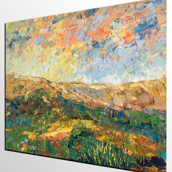 Abstract Mountain Painting, Landscape Canvas Painting, Original Painting for Living Room, Custom Oil Paintings-Grace Painting Crafts