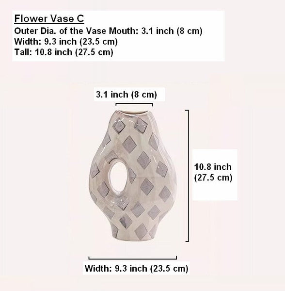 Unique Porcelain Flower Vases, Flower Vases on Table, Contemporary Vases for Modern Home Decor, Ceramic Bouquet Vases, Dining Table Centerpiece-Grace Painting Crafts