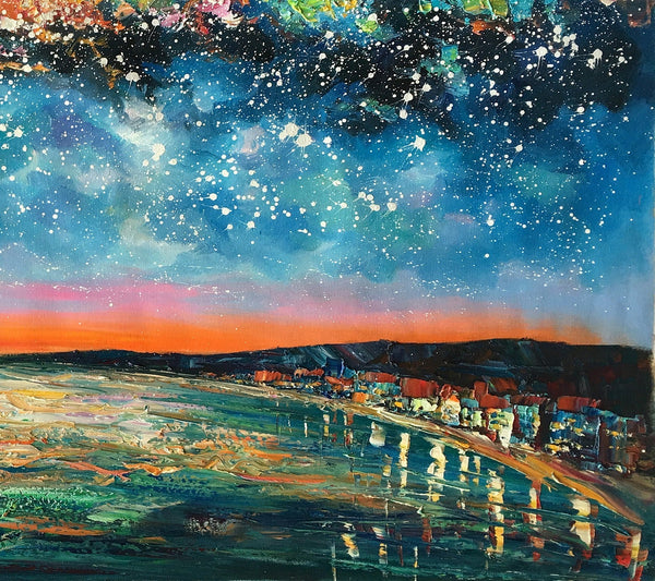 Landscape Painting, Starry Night Oil Painting, Original Wall Art, Custom Large Canvas Art-Grace Painting Crafts