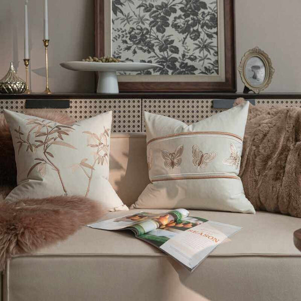 Modern Decorative Pillows for Bedroom, Decorative Pillow Arrangement Ideas for Couch, Embroidered Butterfly Pillow Covers, Large Decorative Throw Pillows for Living Room-Grace Painting Crafts