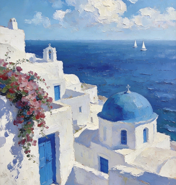 Eternal Aegean Beauty, Small Paintings On Canvas, Hand Painted Canvas Art, Original Landscape Art, Small Oil Paintings, Heavy Texture Wall Art Paintings