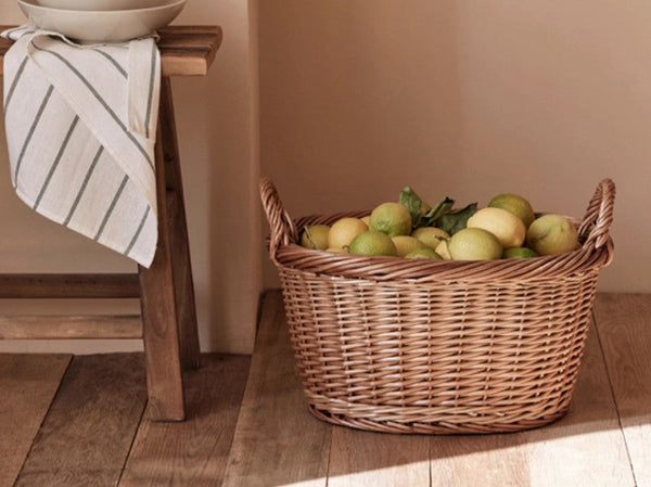 Willow Weaving Baskets for Vegetable, Natural Fruit Basket, Kitchen Storage Baskets, Large Picnic Food Basket with Handle, Natural Hand-woven Wicker Storage Basket-Grace Painting Crafts