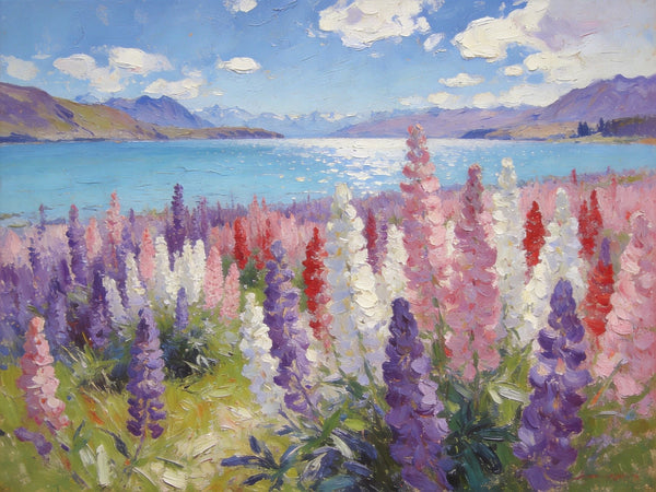 Original Landscape Paintings, Buy Painting Online, New Zealand's Mountain Lake Bliss, Small Oil Paintings, Hand Painted Canvas Art, Heavy Texture Artwork-Grace Painting Crafts