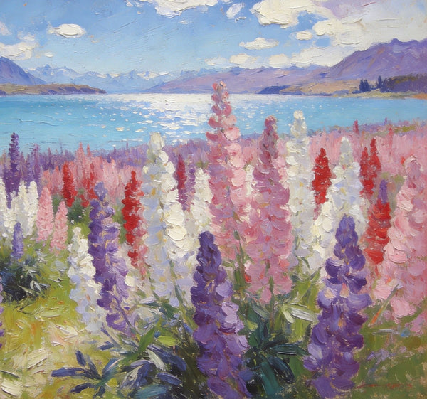 Original Landscape Paintings, Buy Painting Online, New Zealand's Mountain Lake Bliss, Small Oil Paintings, Hand Painted Canvas Art, Heavy Texture Artwork-Grace Painting Crafts