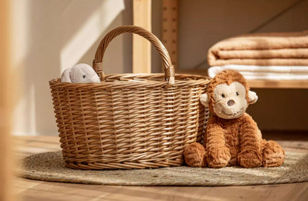 Small Picnic Storage Basket with Handle, Hand-woven Wicker Storage Basket, Willow Weaving Baskets for Vegetable, Natural Fruit Basket, Kitchen Storage Baskets-Grace Painting Crafts