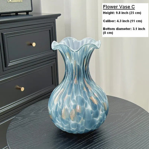 Centerpiece Vases on Table, Handmade Liuli Vases, Color Glaze Vase, Modern Glass Bud Vases, Contemporary Vases for Modern Home Decor-Grace Painting Crafts