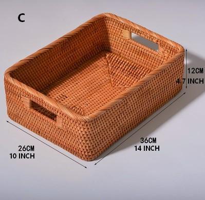 Woven Rectangular Basket with Handle, Rattan Storage Basket for Shelves, Woven Storage Baskets for Bathroom-Grace Painting Crafts