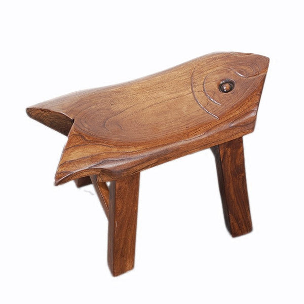 Solid Wood low Stool, Creative Shoe-changing Stool, Handmade Vintage Old Elm Wood Stool, Children's Wooden Stool, Sofa Stool, Dining Table Stool-Grace Painting Crafts