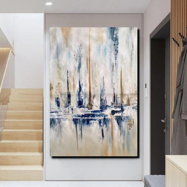 Large Wall Art for Living Room, Acrylic Canvas Paintings, Abstract Sail Boat Painting, Modern Wall Art Paintings, Contemporary Painting-Grace Painting Crafts