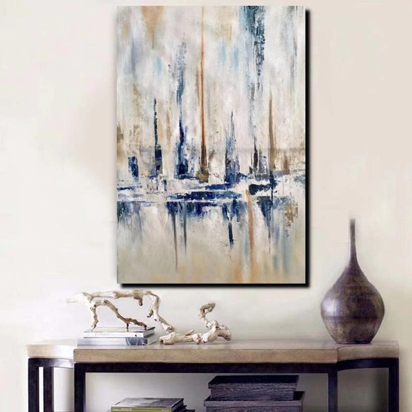 Large Wall Art for Living Room, Acrylic Canvas Paintings, Abstract Sail Boat Painting, Modern Wall Art Paintings, Contemporary Painting-Grace Painting Crafts