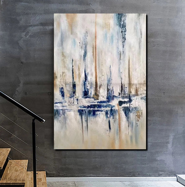 Large Wall Art for Living Room, Acrylic Canvas Paintings, Abstract Sail Boat Painting, Modern Wall Art Paintings, Contemporary Painting-Grace Painting Crafts