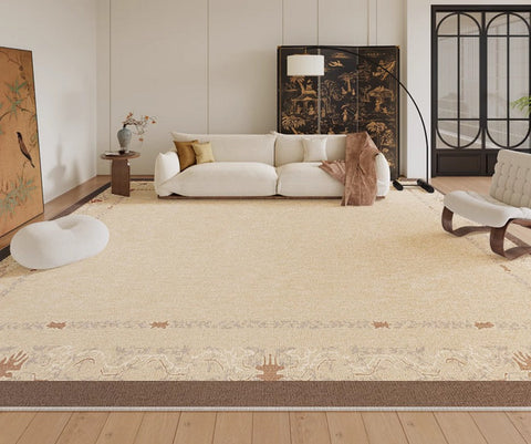 Unique Modern Rugs for Living Room, Large Modern Rugs for Bedroom, Cream Color Modern Rugs under Coffee Table, Contemporary Modern Rugs for Dining Room-Grace Painting Crafts