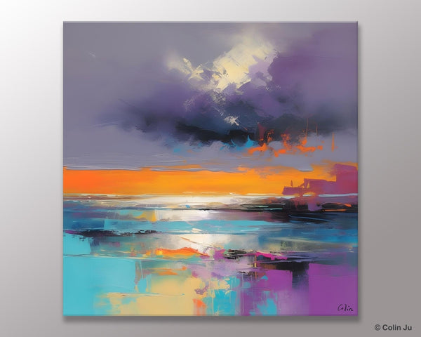 Huge Painting for Living Room, Original Landscape Canvas Art, Contemporary Oil Painting on Canvas, Oversized Landscape Wall Art Paintings-Grace Painting Crafts