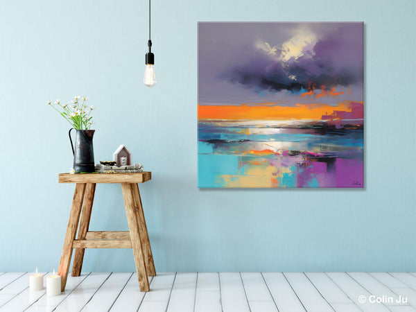 Huge Painting for Living Room, Original Landscape Canvas Art, Contemporary Oil Painting on Canvas, Oversized Landscape Wall Art Paintings-Grace Painting Crafts