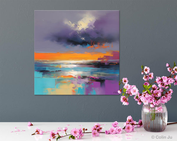 Huge Painting for Living Room, Original Landscape Canvas Art, Contemporary Oil Painting on Canvas, Oversized Landscape Wall Art Paintings-Grace Painting Crafts