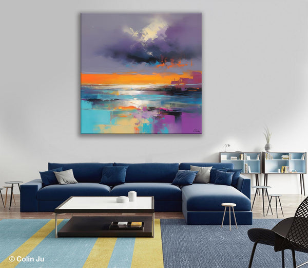 Huge Painting for Living Room, Original Landscape Canvas Art, Contemporary Oil Painting on Canvas, Oversized Landscape Wall Art Paintings-Grace Painting Crafts