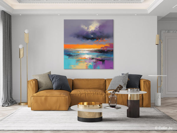 Huge Painting for Living Room, Original Landscape Canvas Art, Contemporary Oil Painting on Canvas, Oversized Landscape Wall Art Paintings-Grace Painting Crafts