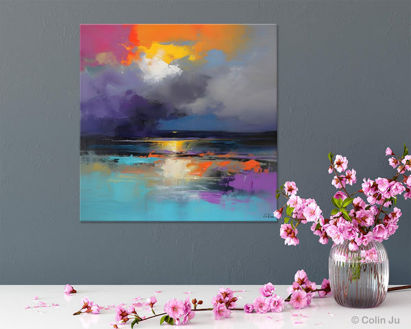 Contemporary Oil Painting on Canvas, Heavy Texture Canvas Art, Original Landscape Canvas Art, Oversized Landscape Wall Art Paintings-Grace Painting Crafts