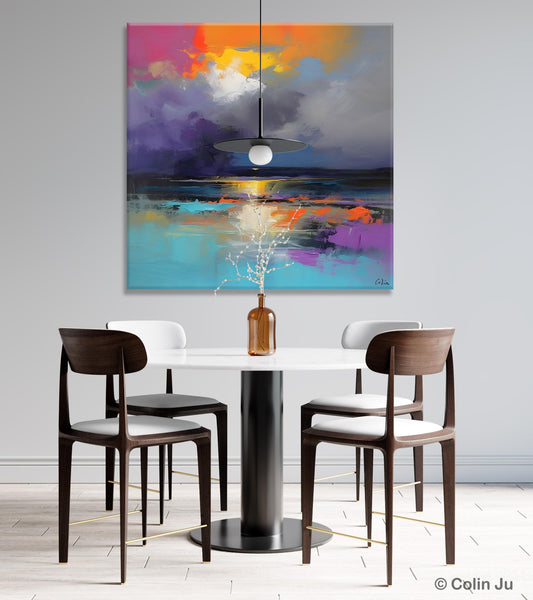 Contemporary Oil Painting on Canvas, Heavy Texture Canvas Art, Original Landscape Canvas Art, Oversized Landscape Wall Art Paintings-Grace Painting Crafts