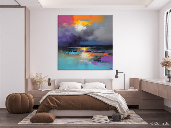 Contemporary Oil Painting on Canvas, Heavy Texture Canvas Art, Original Landscape Canvas Art, Oversized Landscape Wall Art Paintings-Grace Painting Crafts