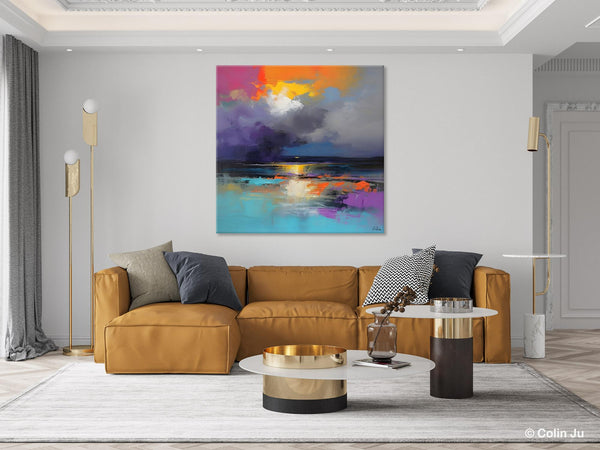 Contemporary Oil Painting on Canvas, Heavy Texture Canvas Art, Original Landscape Canvas Art, Oversized Landscape Wall Art Paintings-Grace Painting Crafts