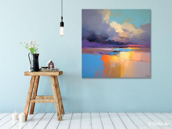 Simple Modern Art, Original Landscape Wall Art, Landscape Oil Paintings, Landscape Canvas Art, Abstract Landscape Painting for Living Room-Grace Painting Crafts