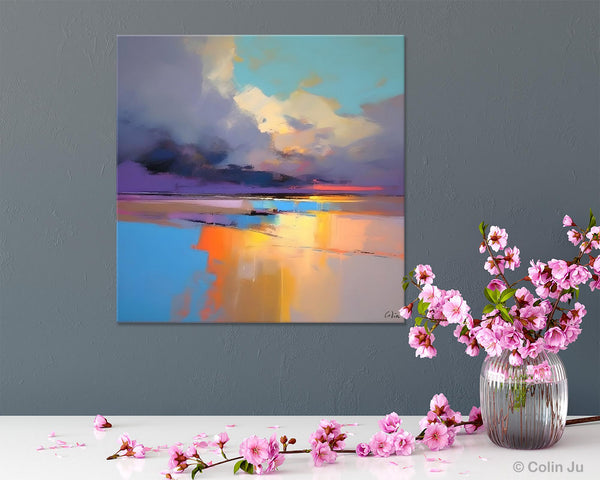Simple Modern Art, Original Landscape Wall Art, Landscape Oil Paintings, Landscape Canvas Art, Abstract Landscape Painting for Living Room-Grace Painting Crafts