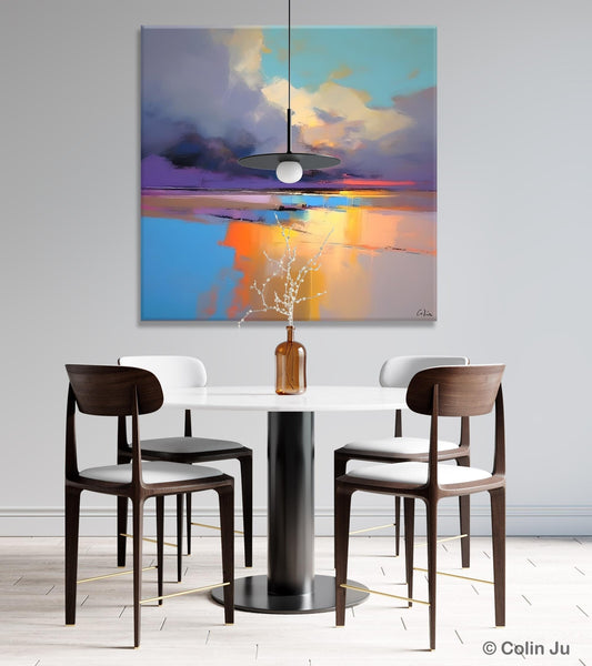 Simple Modern Art, Original Landscape Wall Art, Landscape Oil Paintings, Landscape Canvas Art, Abstract Landscape Painting for Living Room-Grace Painting Crafts