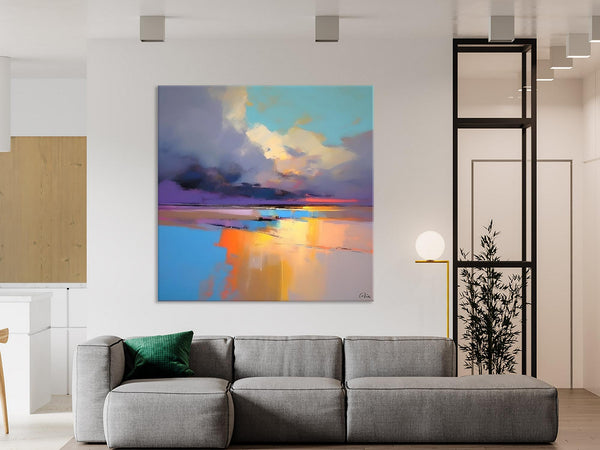 Simple Modern Art, Original Landscape Wall Art, Landscape Oil Paintings, Landscape Canvas Art, Abstract Landscape Painting for Living Room-Grace Painting Crafts