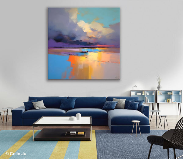 Simple Modern Art, Original Landscape Wall Art, Landscape Oil Paintings, Landscape Canvas Art, Abstract Landscape Painting for Living Room-Grace Painting Crafts