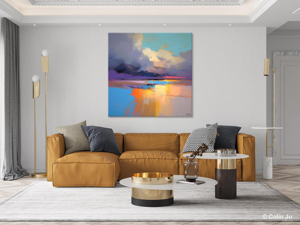 Simple Modern Art, Original Landscape Wall Art, Landscape Oil Paintings, Landscape Canvas Art, Abstract Landscape Painting for Living Room-Grace Painting Crafts