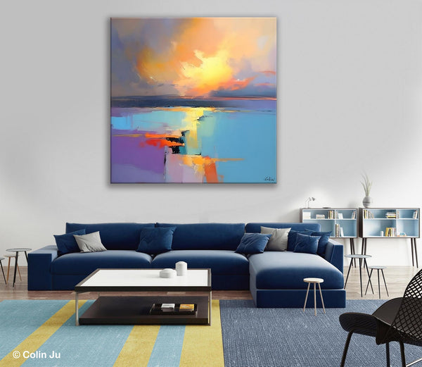 Canvas Painting for Living Room, Original Modern Wall Art Painting, Abstract Landscape Paintings, Oversized Contemporary Abstract Artwork-Grace Painting Crafts