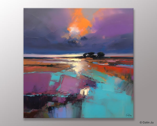 Canvas Painting for Living Room, Original Modern Wall Art Painting, Abstract Landscape Paintings, Oversized Contemporary Abstract Artwork-Grace Painting Crafts