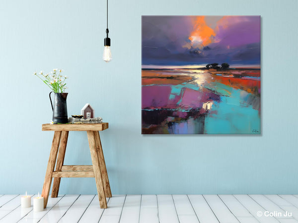 Canvas Painting for Living Room, Original Modern Wall Art Painting, Abstract Landscape Paintings, Oversized Contemporary Abstract Artwork-Grace Painting Crafts