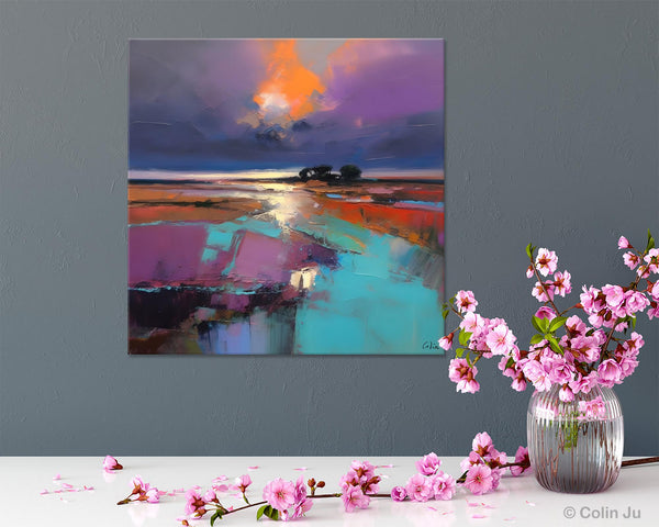 Canvas Painting for Living Room, Original Modern Wall Art Painting, Abstract Landscape Paintings, Oversized Contemporary Abstract Artwork-Grace Painting Crafts