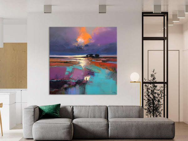 Canvas Painting for Living Room, Original Modern Wall Art Painting, Abstract Landscape Paintings, Oversized Contemporary Abstract Artwork-Grace Painting Crafts