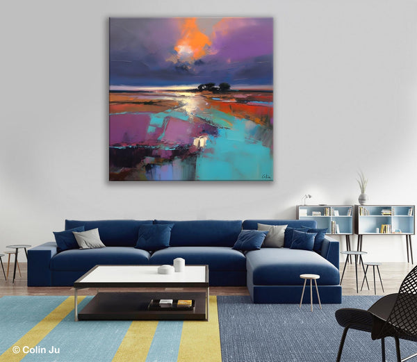 Canvas Painting for Living Room, Original Modern Wall Art Painting, Abstract Landscape Paintings, Oversized Contemporary Abstract Artwork-Grace Painting Crafts