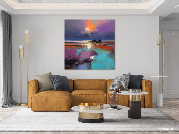 Canvas Painting for Living Room, Original Modern Wall Art Painting, Abstract Landscape Paintings, Oversized Contemporary Abstract Artwork-Grace Painting Crafts