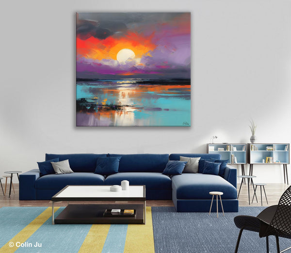 Large Landscape Painting for Living Room, Original Abstract Landscape Wall Art, Landscape Canvas Art, Hand Painted Canvas Paintings-Grace Painting Crafts