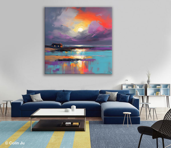 Original Abstract Landscape Wall Art, Landscape Canvas Art, Large Landscape Painting for Living Room, Hand Painted Canvas Paintings-Grace Painting Crafts