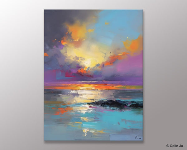 Oil Painting on Canvas, Extra Large Modern Wall Art, Landscape Canvas Paintings for Dining Room, Original Landscape Abstract Painting-Grace Painting Crafts