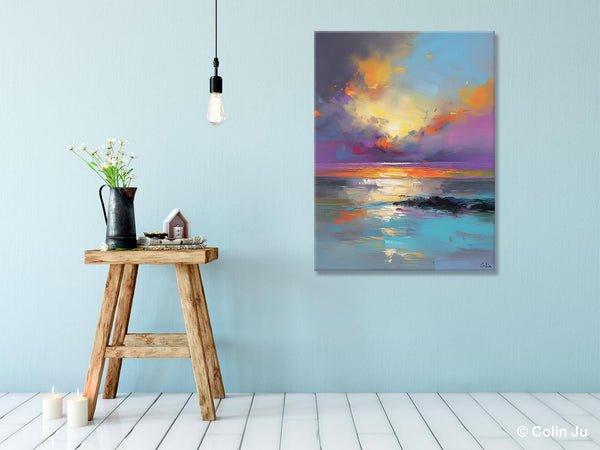 Oil Painting on Canvas, Extra Large Modern Wall Art, Landscape Canvas Paintings for Dining Room, Original Landscape Abstract Painting-Grace Painting Crafts