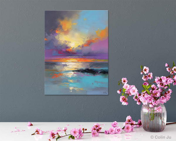 Oil Painting on Canvas, Extra Large Modern Wall Art, Landscape Canvas Paintings for Dining Room, Original Landscape Abstract Painting-Grace Painting Crafts